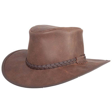 Head'n Home Crusher Outback Leather Hat up to 3XL- Bomber Brown Safari Hat Head'N'Home Hats crusherBBML Brown Small