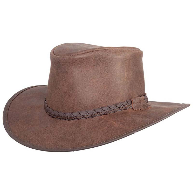 Head'n Home Crusher Outback Leather Hat up to 3XL- Bomber Brown, Safari Hat - SetarTrading Hats 