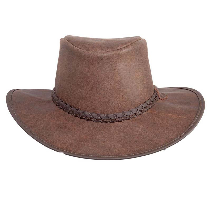Head'n Home Crusher Outback Leather Hat up to 3XL- Bomber Brown Safari Hat Head'N'Home Hats