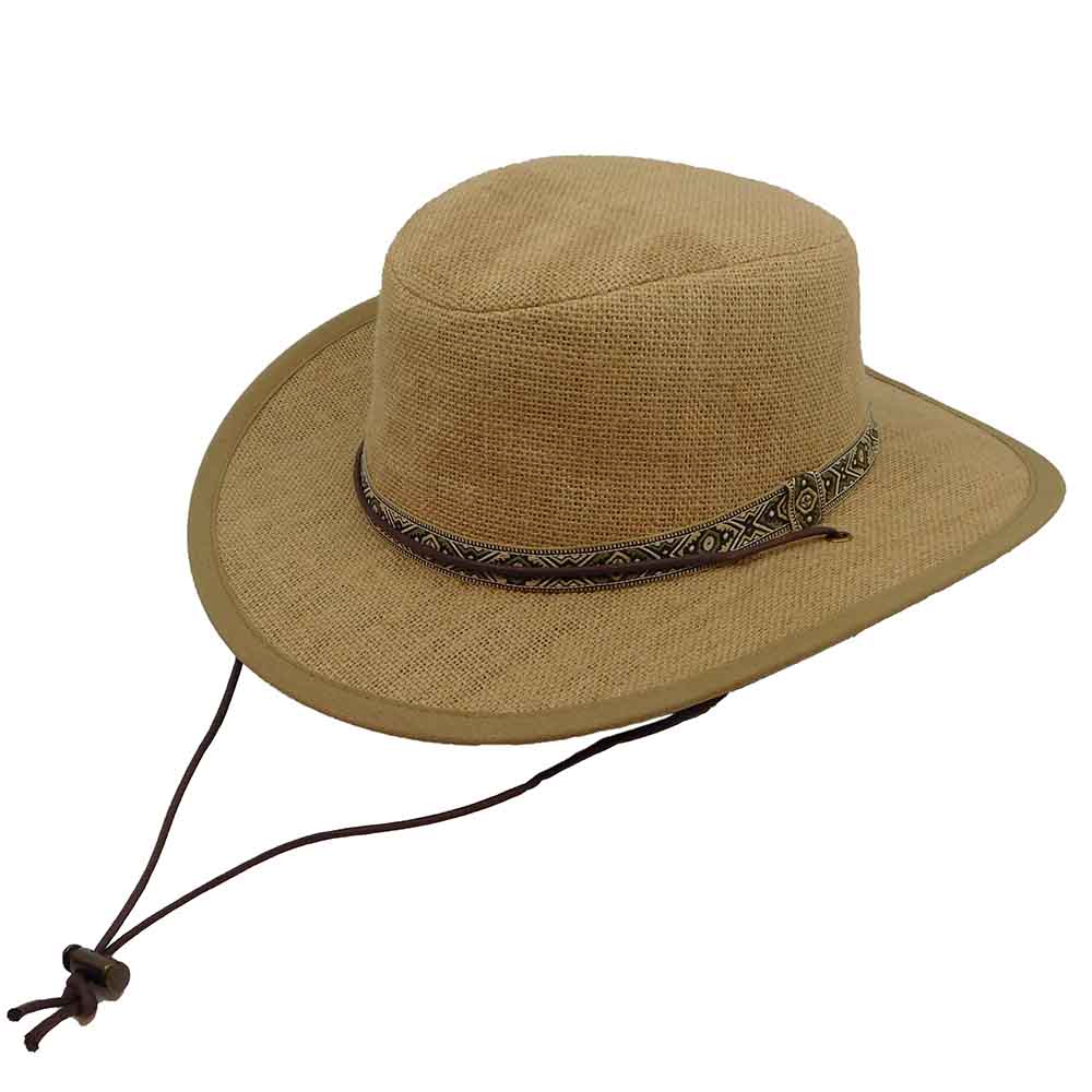Hemp Safari Hat with Leather Band - Dorfman Pacific Sustainable Hats Tan / XL (24)