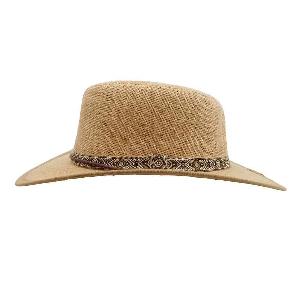 Hemp Outback Hat with Chin Cord - Dorfman Hats Safari Hat Dorfman Hat Co. MC417L Tan L (23 1/4") 