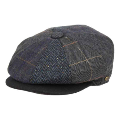 Herringbone Patchwork Wool Newsboy Cap - Epoch Hats Flat Cap Epoch Hats NSB5008 Navy M (22 3/8") 