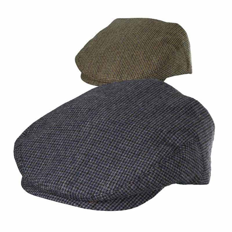 Houndstooth Lined Flat Cap - Dorfman Pacific Hat Flat Cap Dorfman Hat Co. MW204 Brown Small/Medium 