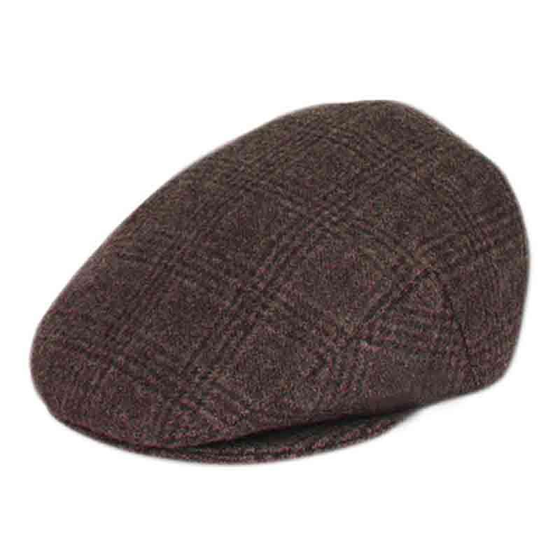 Plaid Wool Flat Ivy Cap with Quilted Lining - Epoch Hats Flat Cap Epoch Hats iv1930m Brown M (22 3/8") 