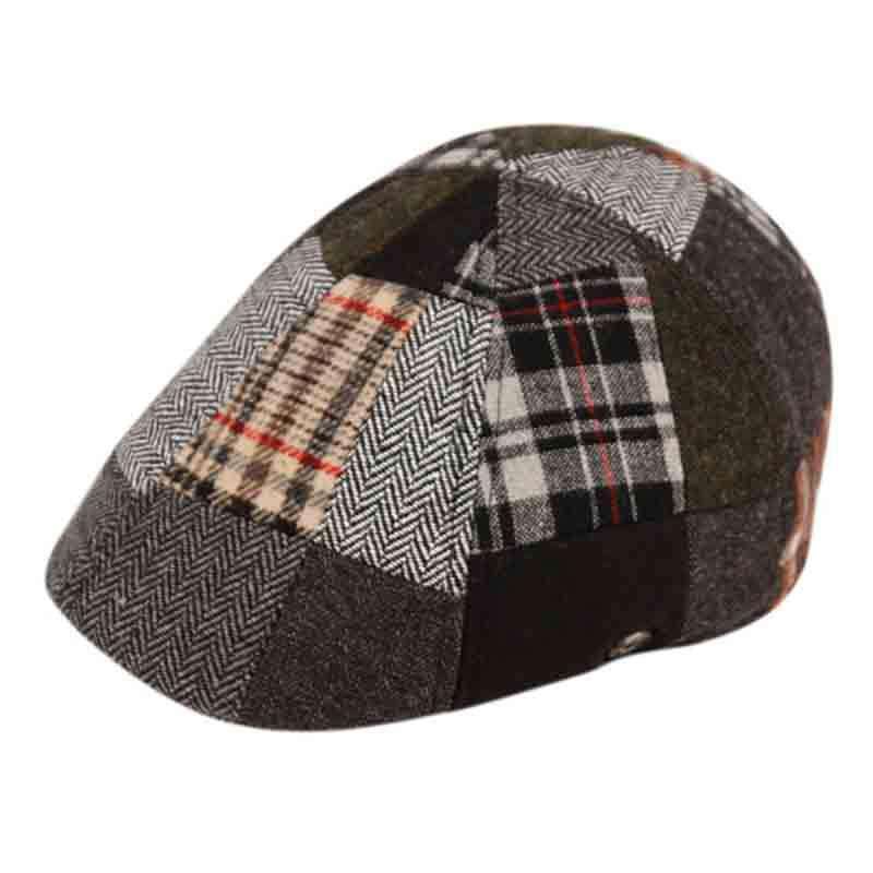 Patchwork Wool Duckbill Cap - Epoch Hats Flat Cap Epoch Hats iv2327M Grey S/M (22 7/8") 