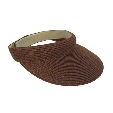 Iridescent Straw Braid Sun Visor - Dorfman Hat Co. Visor Cap Dorfman Hat Co. LP316BN Brown  