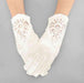 Classic Satin Gloves with Embroidered Lace and Beads Gloves Something Special LA glv2231iv Ivory  