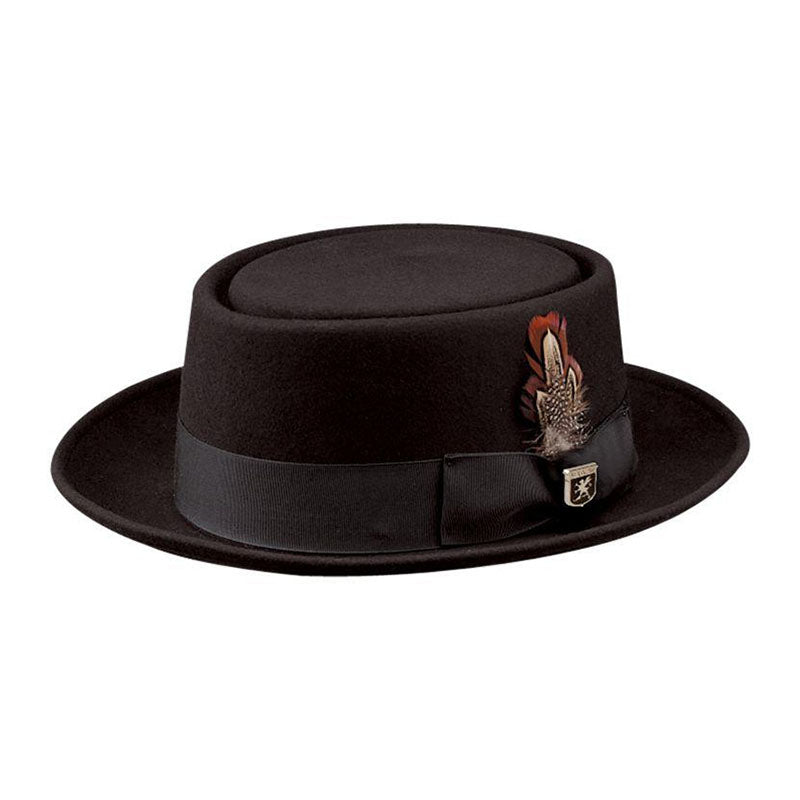 Jackson Wool Felt Porkpie Hat, up to 2XL - Stacy Adams Hats Gambler Hat Stacy Adams Hats SAW509 Black Large (23") 