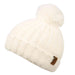 Kid's Knit Pom Pom Beanie with Shepra Lining Beanie Epoch Hats kdn3023ww Winter White  