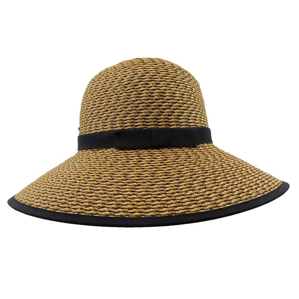 Karen Keith Tweed Straw Facesaver Hat with Ponytail Hole