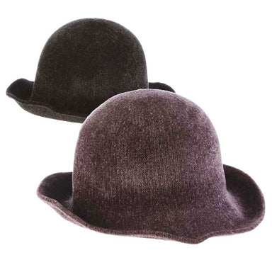 Women's Knit Chenille Cloche Hat - Scala Hats Cloche Scala Hats LW722 Black M/L (58 cm) 