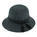 Knit Cloche Hat with Thin Leatherette Tassel Tie - Jeanne Simmons Cloche Jeanne Simmons JS7264 Charcoal M/L (58 cm) 