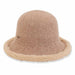 Knit Cloche with Berber Trim - Adora® Wool Hat Cloche Adora Hats AD1337B Tan M/L (57-58 cm) 