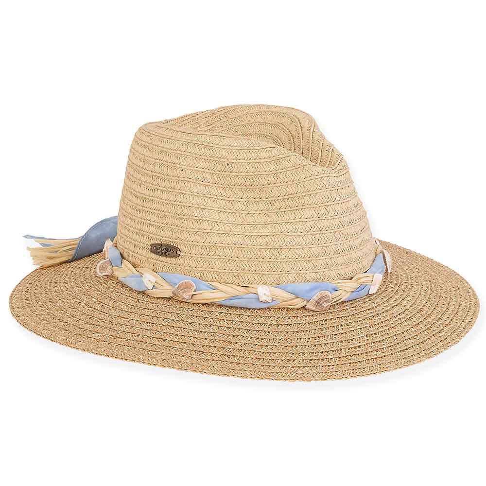 Koitere Safari Hat with Tie Dye Band and Shells Detail - Caribbean Joe® Safari Hat Caribbean Joe HCJ360 Natural Medium (57.5 cm) 