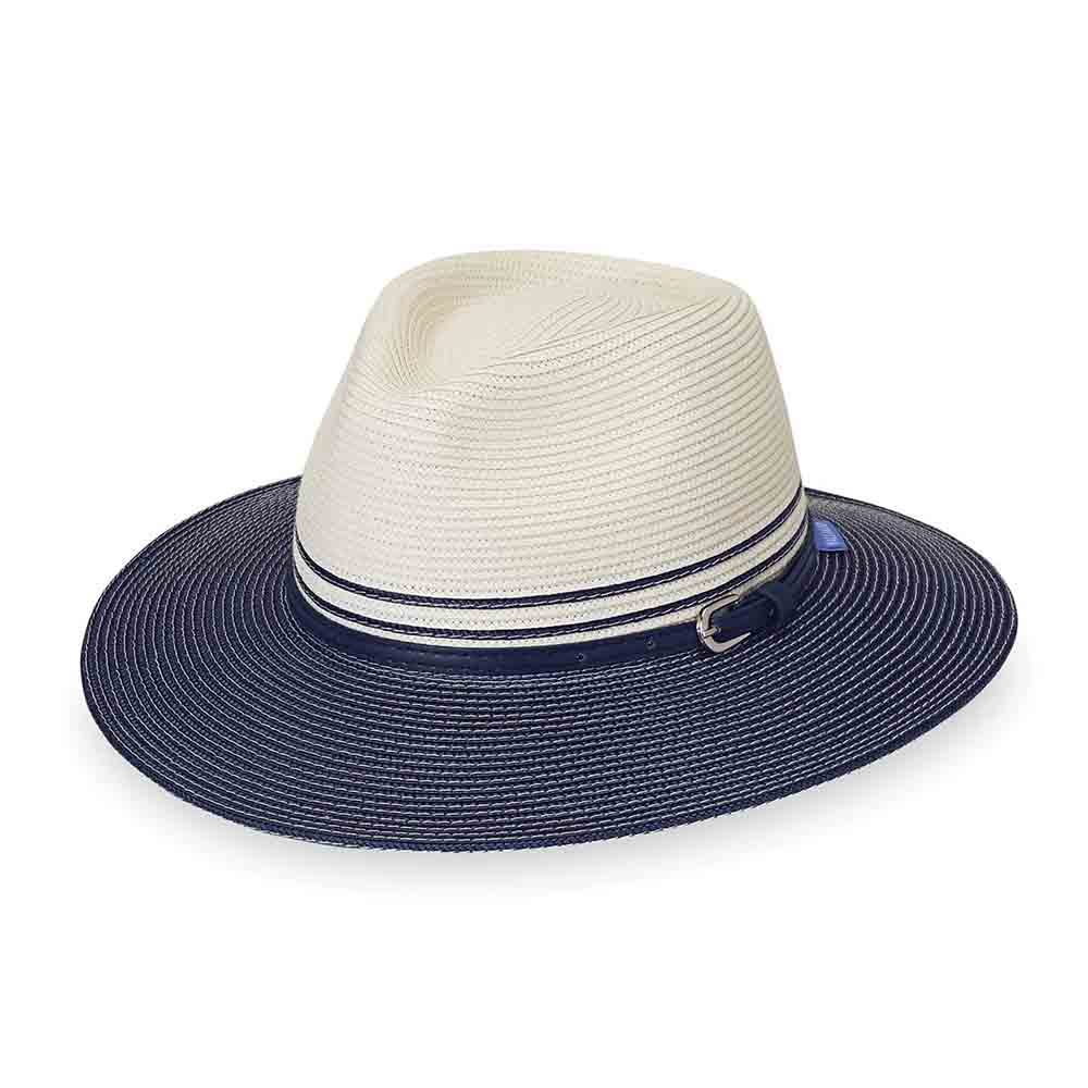 Kristy Two Tone Fedora Hat - Wallaroo Hats Safari Hat Wallaroo Hats KRI-22-NY Ivory/Navy M/L (58 cm) 