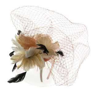 Two Tone Feather Flower Fascinator Fascinator Something Special Hat Flb7325CP Champagne  