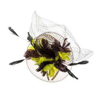 Two Tone Feather Flower Fascinator Fascinator Something Special Hat Flb7325YW Yellow  