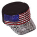 Studded USA Flag Cadet Cap - Red, White and Blue Collection Cap Something Special Hat lb7502bk Black Medium (57 cm) 