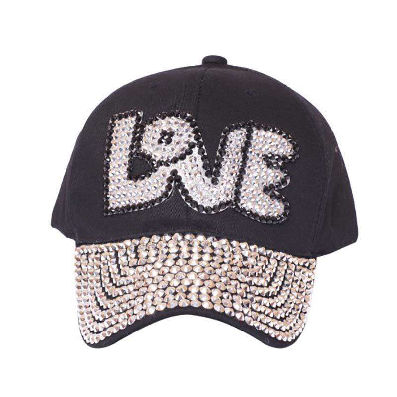 LOVE Bedazzled Studded Baseball Cap Cap Something Special Hat LB7589BK Black  