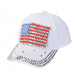 Studded Bill USA Baseball Cap - Red, White and Blue Collection Cap Something Special Hat LB7628wh White  