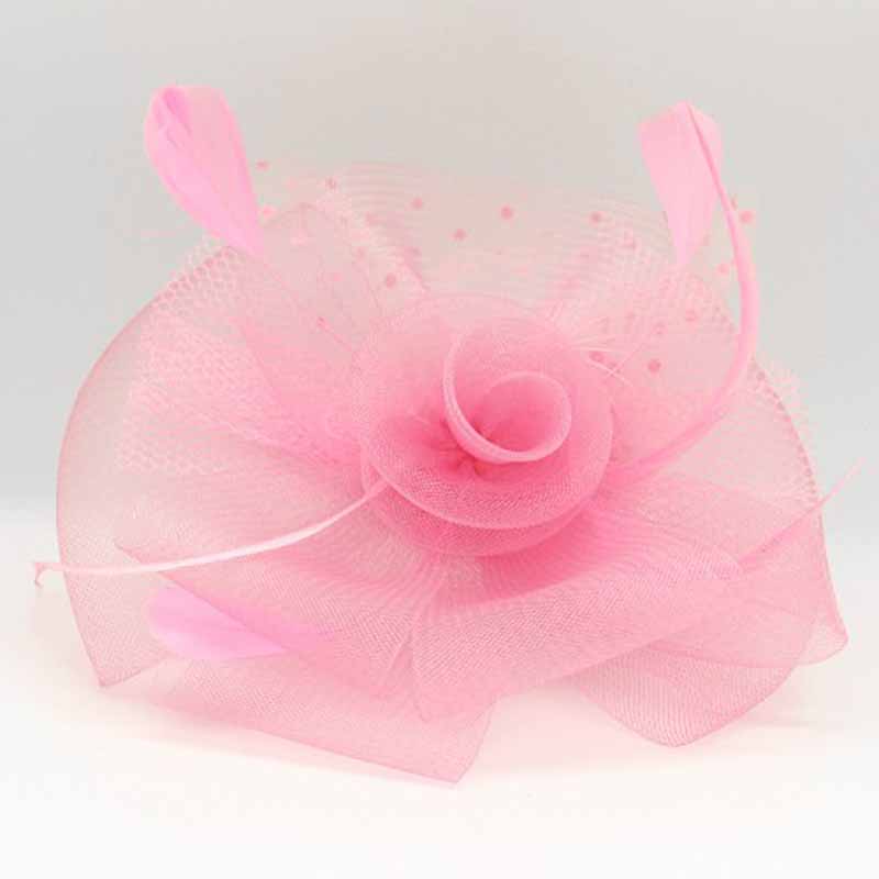 Polka Dot and Checkered Netting Fascinator Fascinator Something Special Hat lb7718LP Light Pink  
