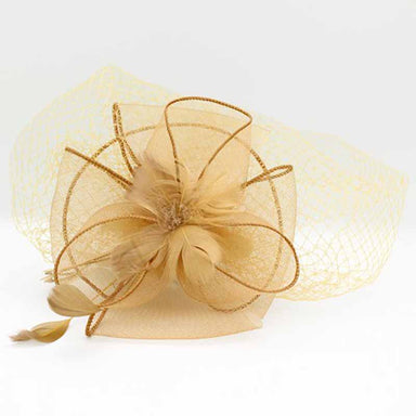 Feather Flower Fascinator with Netting Veil, Fascinator - SetarTrading Hats 
