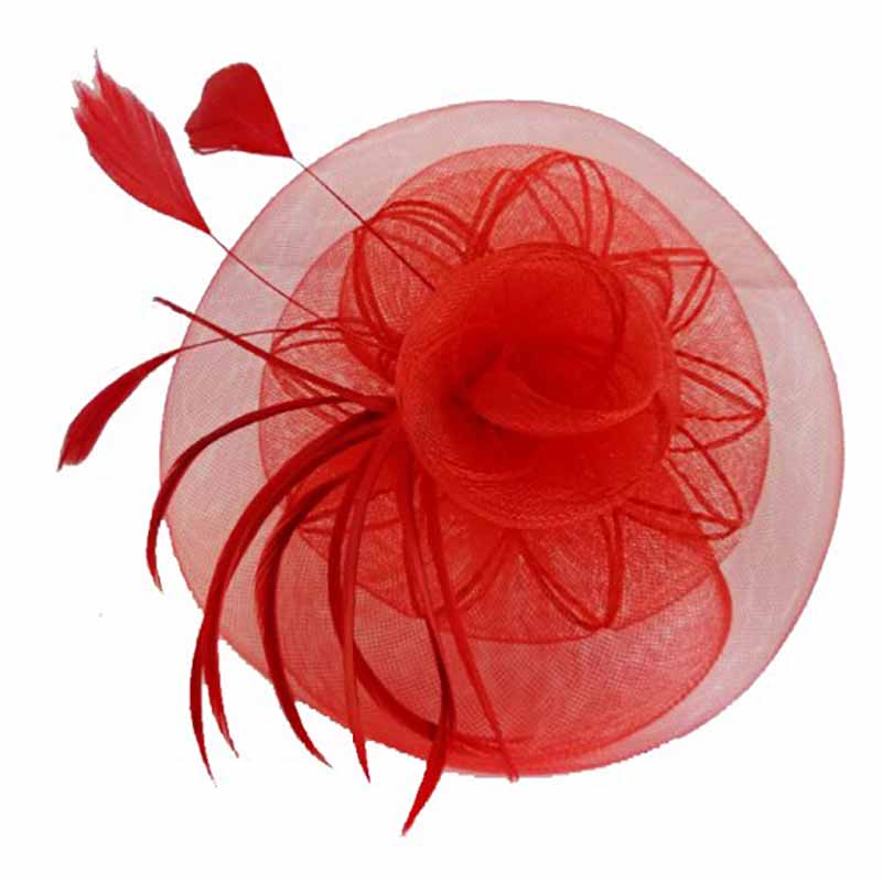 Embroidered Round Fascinator with Feather Detail, Fascinator - SetarTrading Hats 