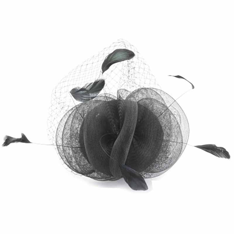 Horsehair Disks Fascinator with Feathers - Something Special Collection Fascinator Something Special Hat lb7729BK Black  