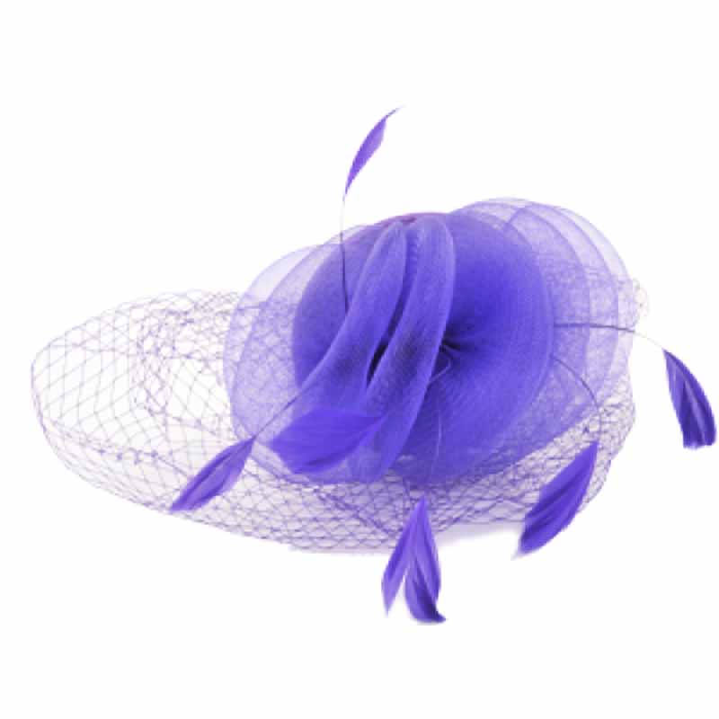Horsehair Disks Fascinator with Feathers - Something Special Collection Fascinator Something Special Hat lb7729PP Purple  