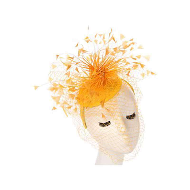 Feather Burst Fascinator with Netting Veil - Scala Collezione, Fascinator - SetarTrading Hats 
