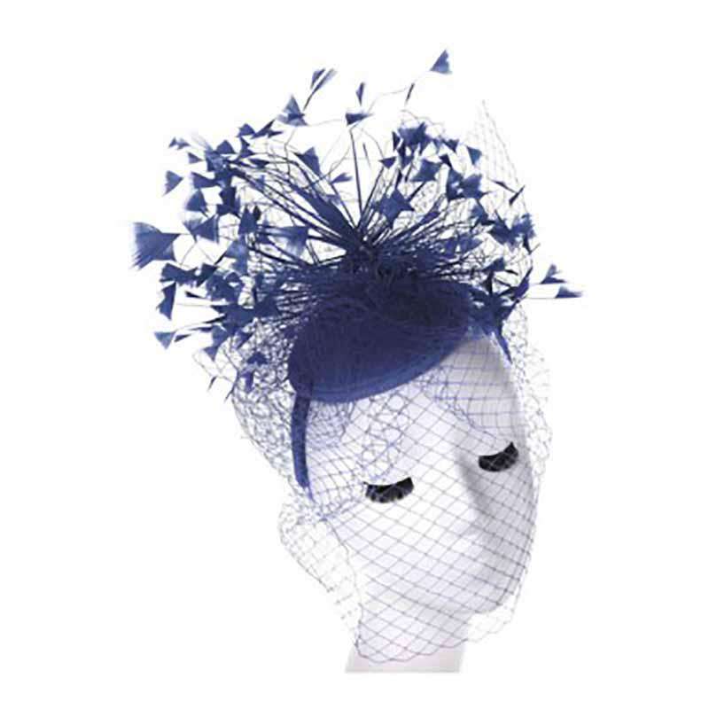 Feather Burst Fascinator with Netting Veil - Scala Collezione, Fascinator - SetarTrading Hats 