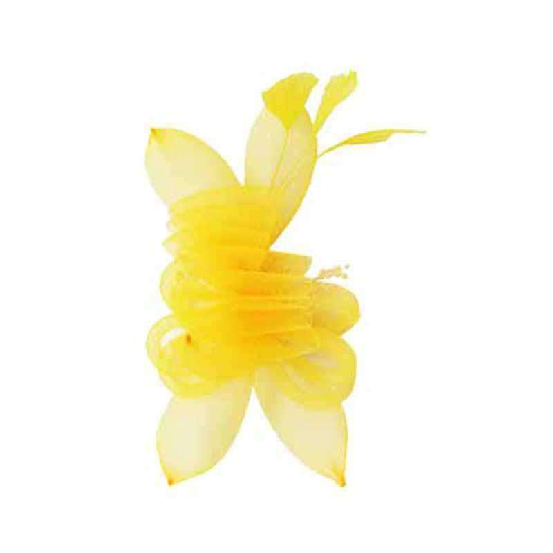 Pleated Crin Hair Clip Fascinator with Beads Fascinator Something Special Hat LB7952YW Yellow  