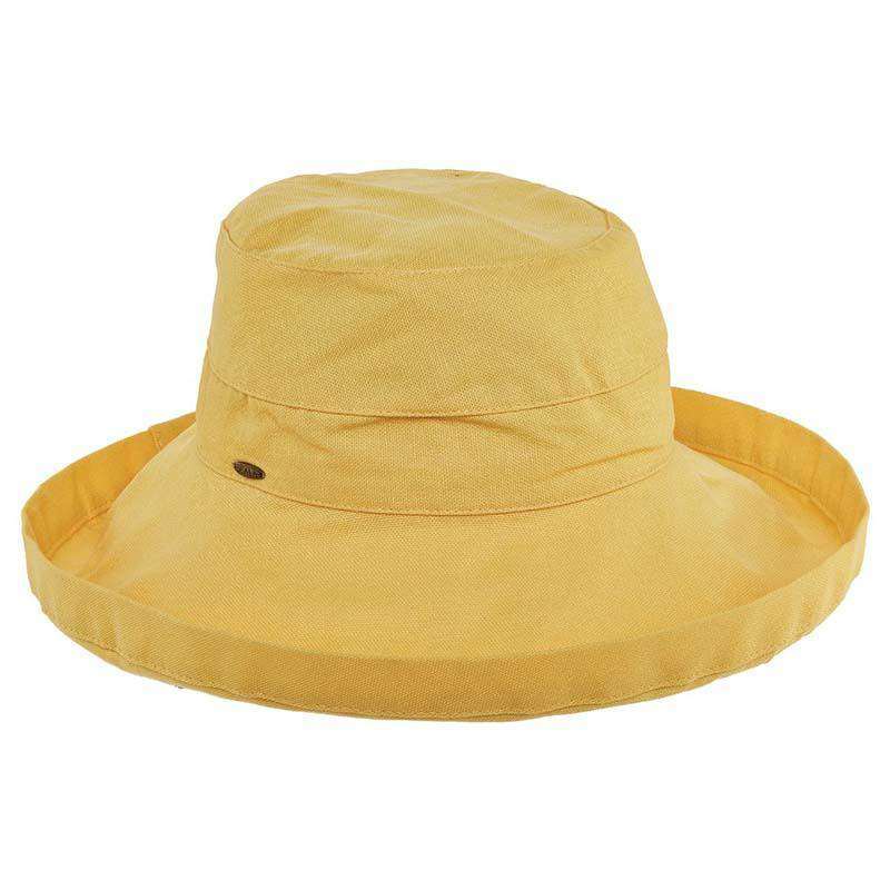 Cotton Up Turned Large Brim Sun Hat - Scala Hats for Women Kettle Brim Hat Scala Hats LC399-BANAN Banana M/L (57 - 58 cm) 
