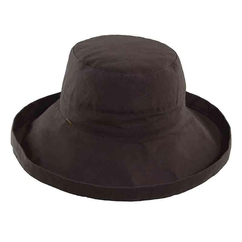 Cotton Up Turned Large Brim Sun Hat - Scala Hats for Women Kettle Brim Hat Scala Hats LC399-CHAR Charcoal M/L (57 - 58 cm) 