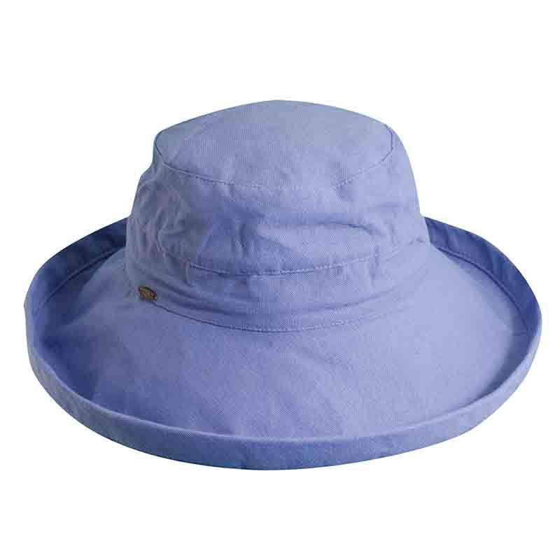 Cotton Up Turned Large Brim Sun Hat - Scala Hats for Women Kettle Brim Hat Scala Hats LC399-RERI Periwinkle M/L (57 - 58 cm) 