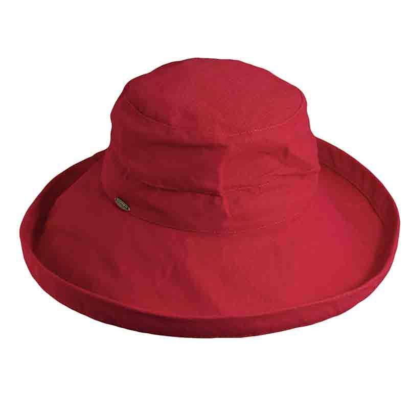 Cotton Up Turned Large Brim Sun Hat - Scala Hats for Women Kettle Brim Hat Scala Hats LC399-RED Red M/L (57 - 58 cm) 