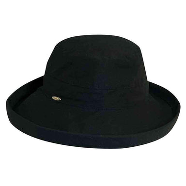 Cotton Up Turned Brim Golf Hat - Scala Hats for Women Kettle Brim Hat Scala Hats LC484-BLK Black M/L (57 - 58 cm) 