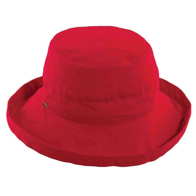 Cotton Up Turned Brim Golf Hat - Scala Hats for Women Kettle Brim Hat Scala Hats LC484-RED Red M/L (57 - 58 cm) 