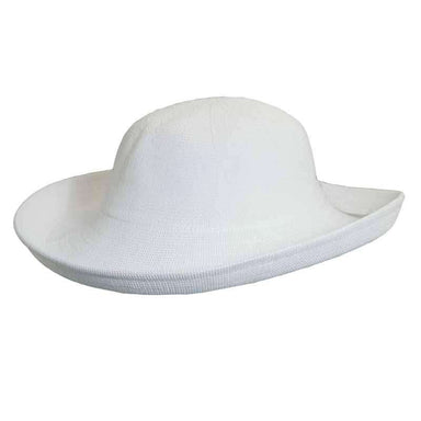 Polyknit Up Turned Brim Summer Hat - Scala Hats Kettle Brim Hat Scala Hats LC541WH White  