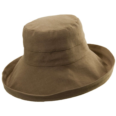Up Turned Brim Linen Sun Hat in Neutral Colors - Tropical Trends Kettle Brim Hat Dorfman Hat Co. lc635mc Mocha  