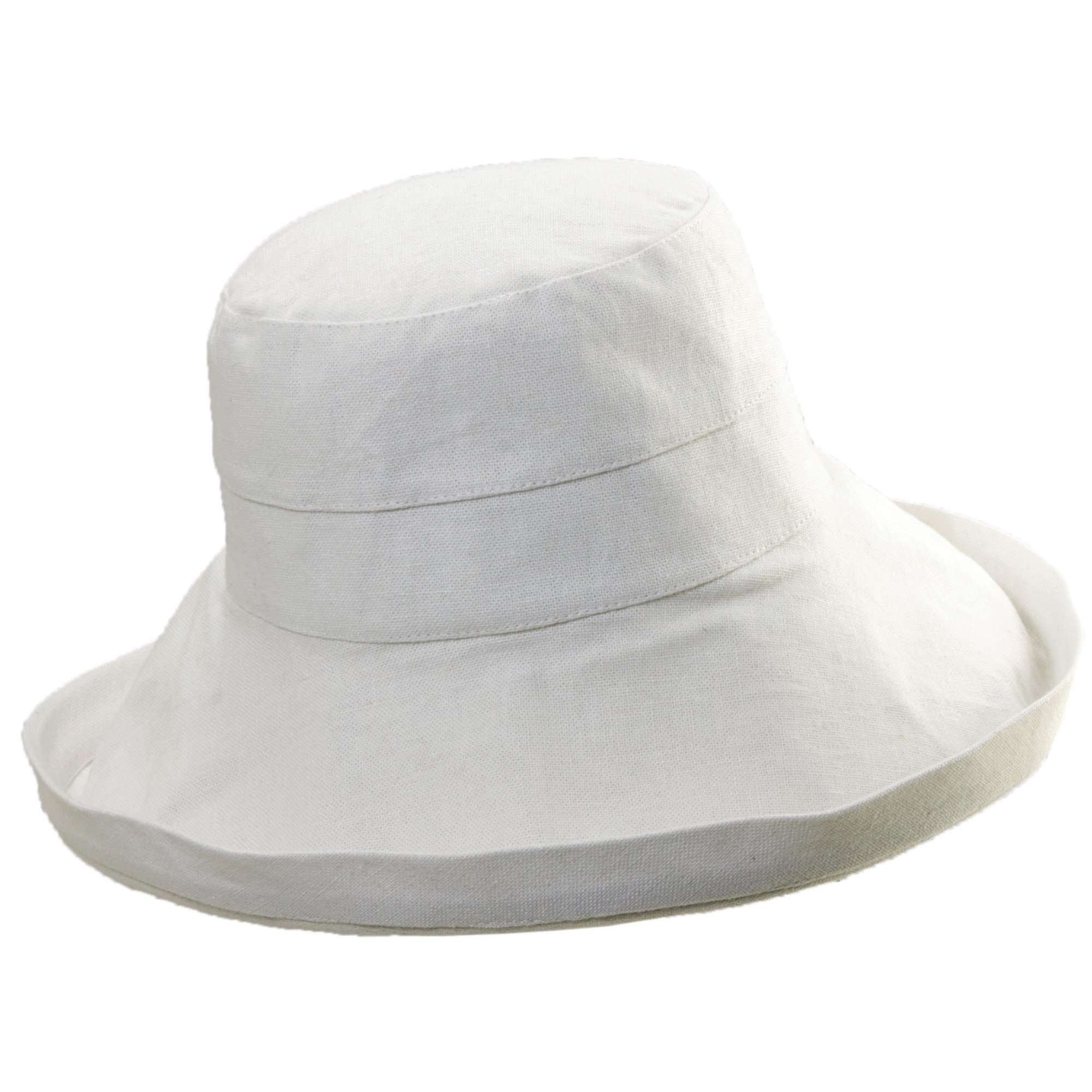 Up Turned Brim Linen Sun Hat in Neutral Colors - Tropical  display picture 2