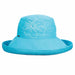 Up Turned Brim Cotton Sun Hat with Hibiscus Embroidery - Scala Hats Kettle Brim Hat Scala Hats lc757bl Sky Blue  