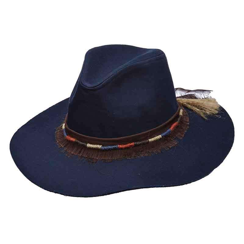 Canvas Safari Hat with Jute Band for Women - Scala Pronto Safari Hat Scala Hats LC783NV Navy  