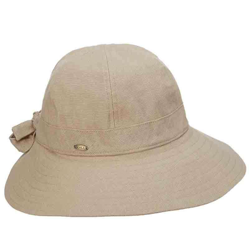 Cotton Facesaver Hat with Bow for Small Heads - Scala Collection Hats Facesaver Hat Scala Hats LC799-TAUPE Taupe Small (56 cm) 