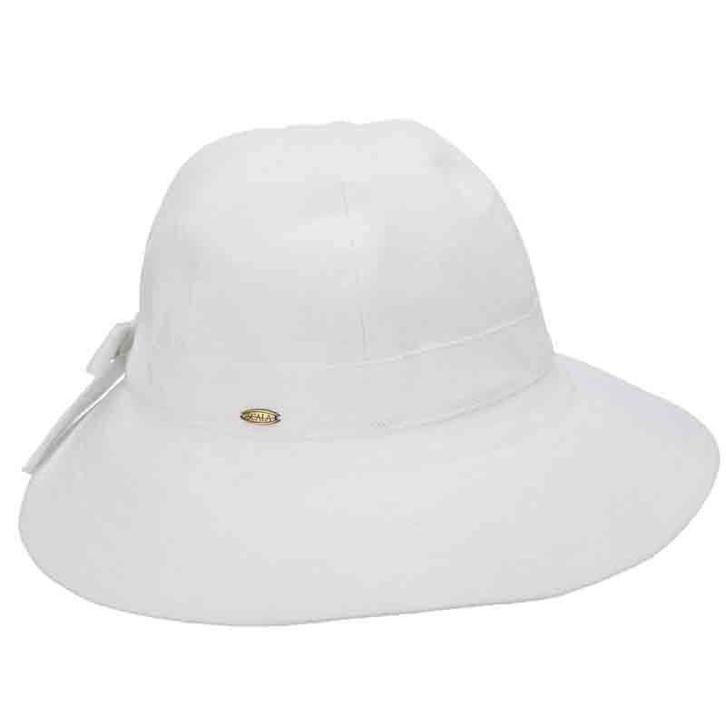 Cotton Facesaver Hat with Bow for Small Heads - Scala Collection Hats Facesaver Hat Scala Hats LC799-WHT White Small (56 cm) 