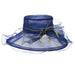 Navy Organza Hat with Yellow Trim - Scala Collezione Dress Hat Scala Hats ld13nv Navy  