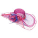 Floral Accent Sinamay Hat with Pinned Up Side - Scala Collezione Dress Hat Scala Hats LD76br Berry  