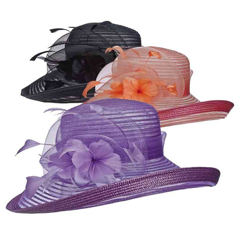 Crinoline Dress Hat with Up Turned Brim - Scala Collezione Dress Hat Scala Hats    