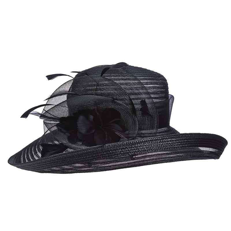 Crinoline Dress Hat with Up Turned Brim - Scala Collezione Dress Hat Scala Hats LD83BK Black  