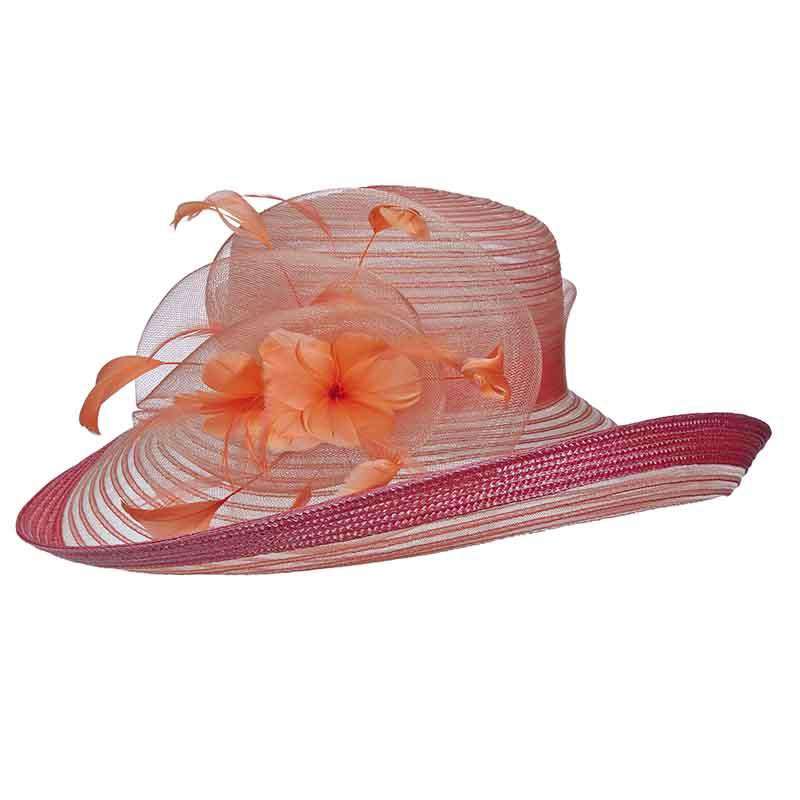 Crinoline Dress Hat with Up Turned Brim - Scala Collezione Dress Hat Scala Hats LD83OR Orange  